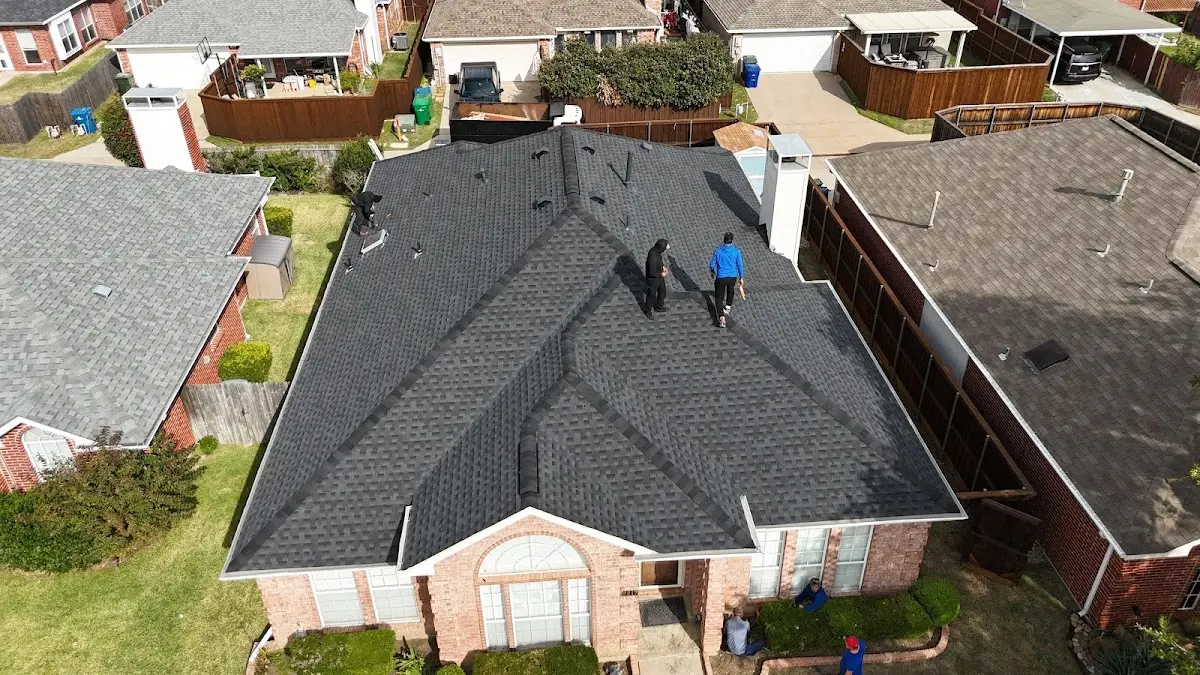 Slate & Tile Roof Repair work in progress on a Manvel property